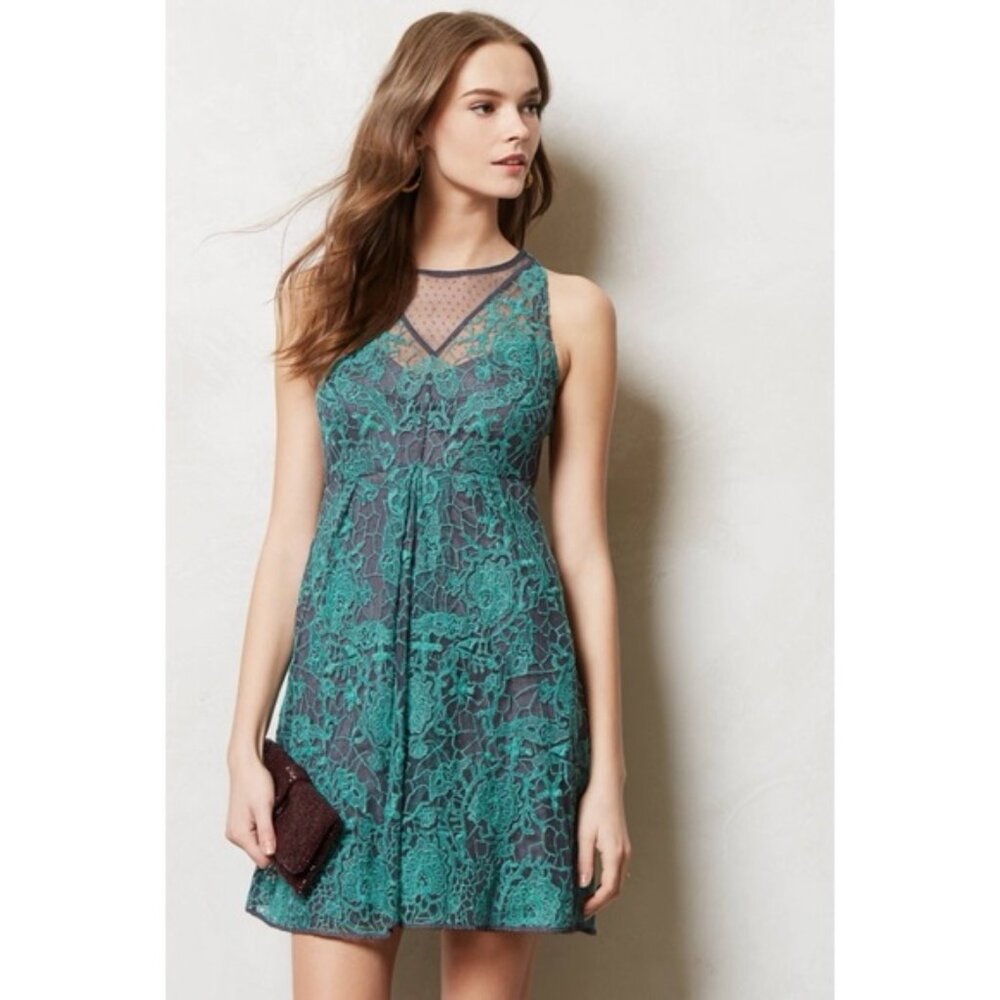 Anthropologie Arabesque Dress Teal Size 0P